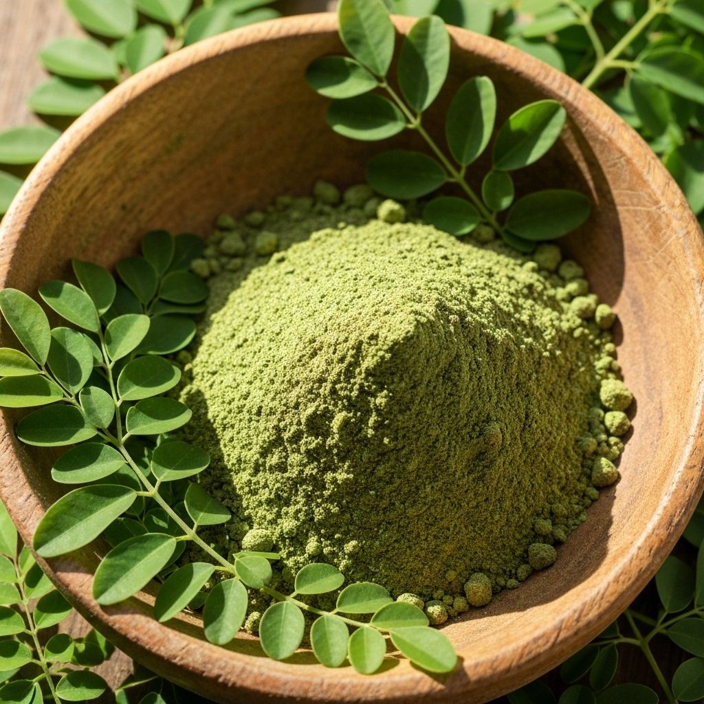 Moringa powder and leaves
